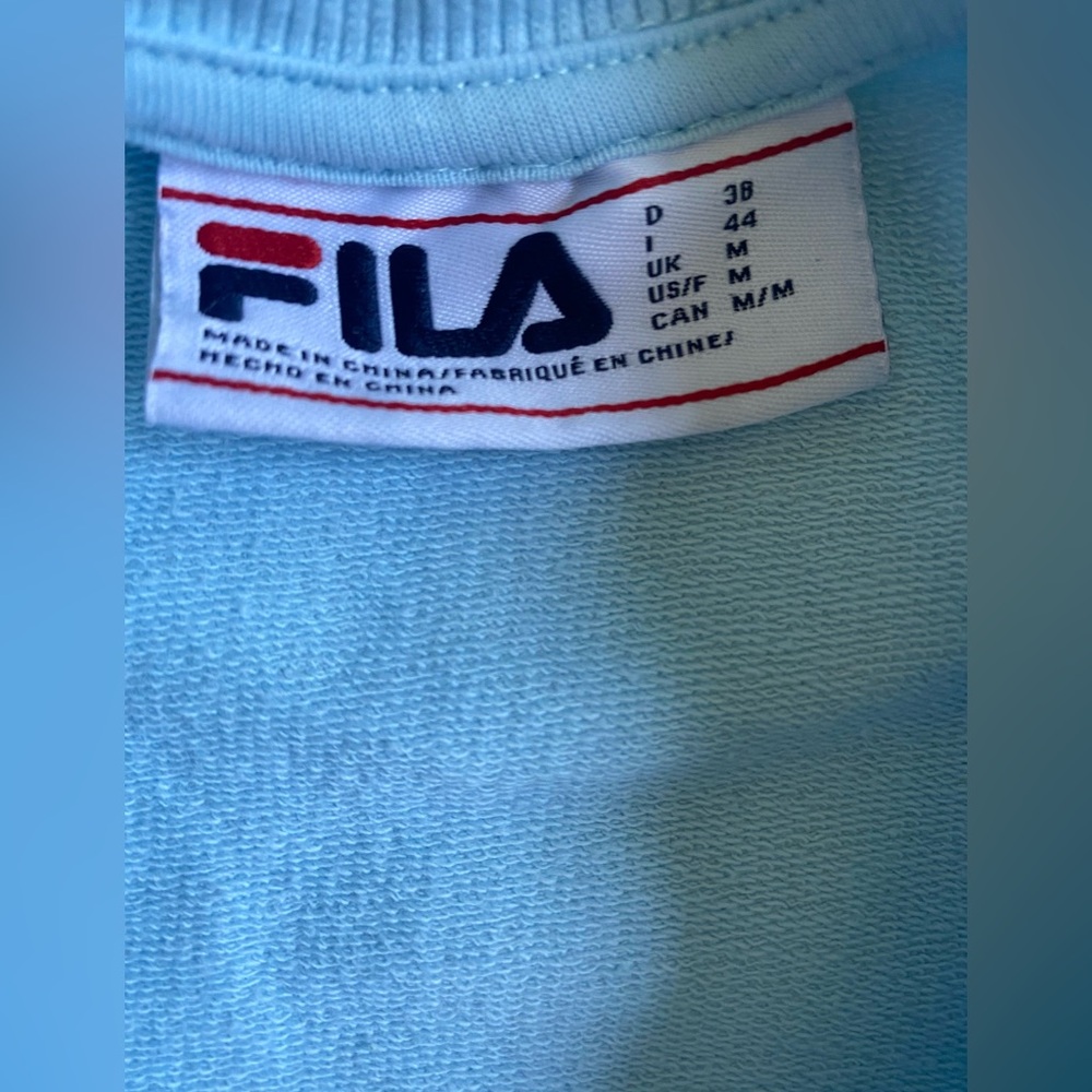 Fila Women’s Pastel Blue Crewneck Sweatshirt shirt size  M - Picture 4 of 7
